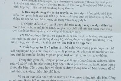 CÔNG AN PHƯỜNG BUÔN HỒ TUYÊN TRUYỀN VỀ VIỆC HỌC SINH THAM GIA ĐIỀU KHIỂN PHƯƠNG TIỆN GIAO THÔNG